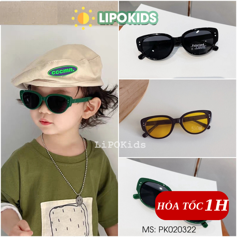 Kính râm cho bé trai, bé gái phân cực chống UV400, Kính mát trẻ em 1-5 tuổi chống nắng PK020322 Lipokids