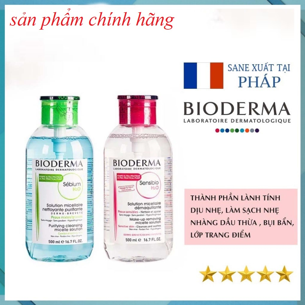Nước tẩy trang bioderma 500ml cho da dầu, da khô và da nhậy cảm