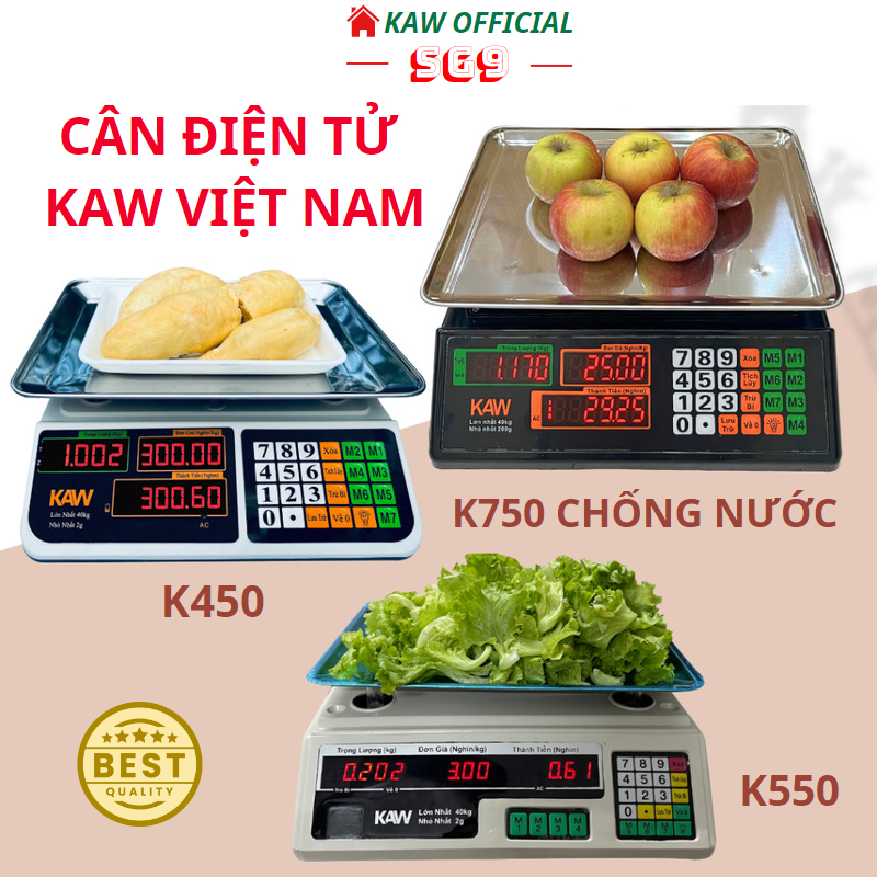 Cân điện tử KAW tính tiền tự động 40kg - 2 mặt chính xác tiện lợi, sử dụng tiếng Việt đầy đủ chức năng bảo hành 12 tháng