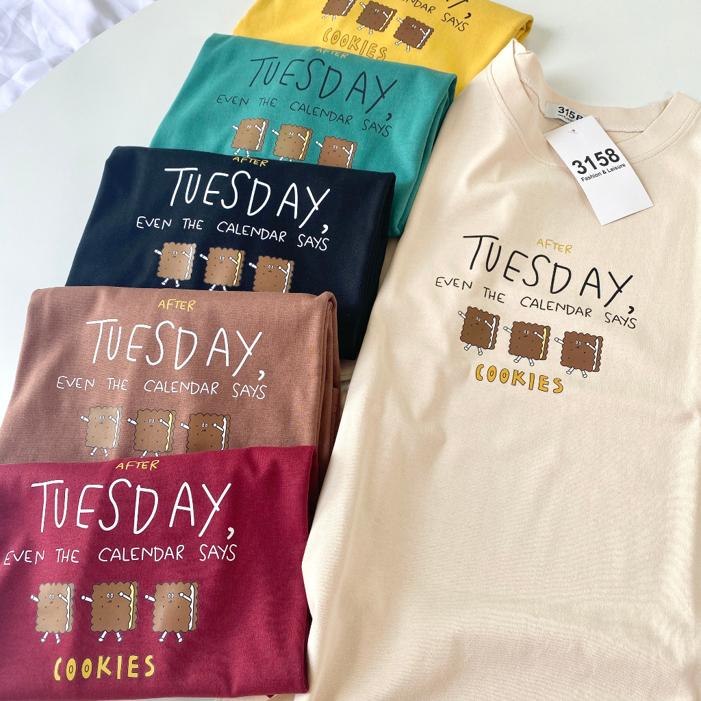 Áo thun form rộng 3158 mẫu "TUESDAY" áo thun unisex nam nữ