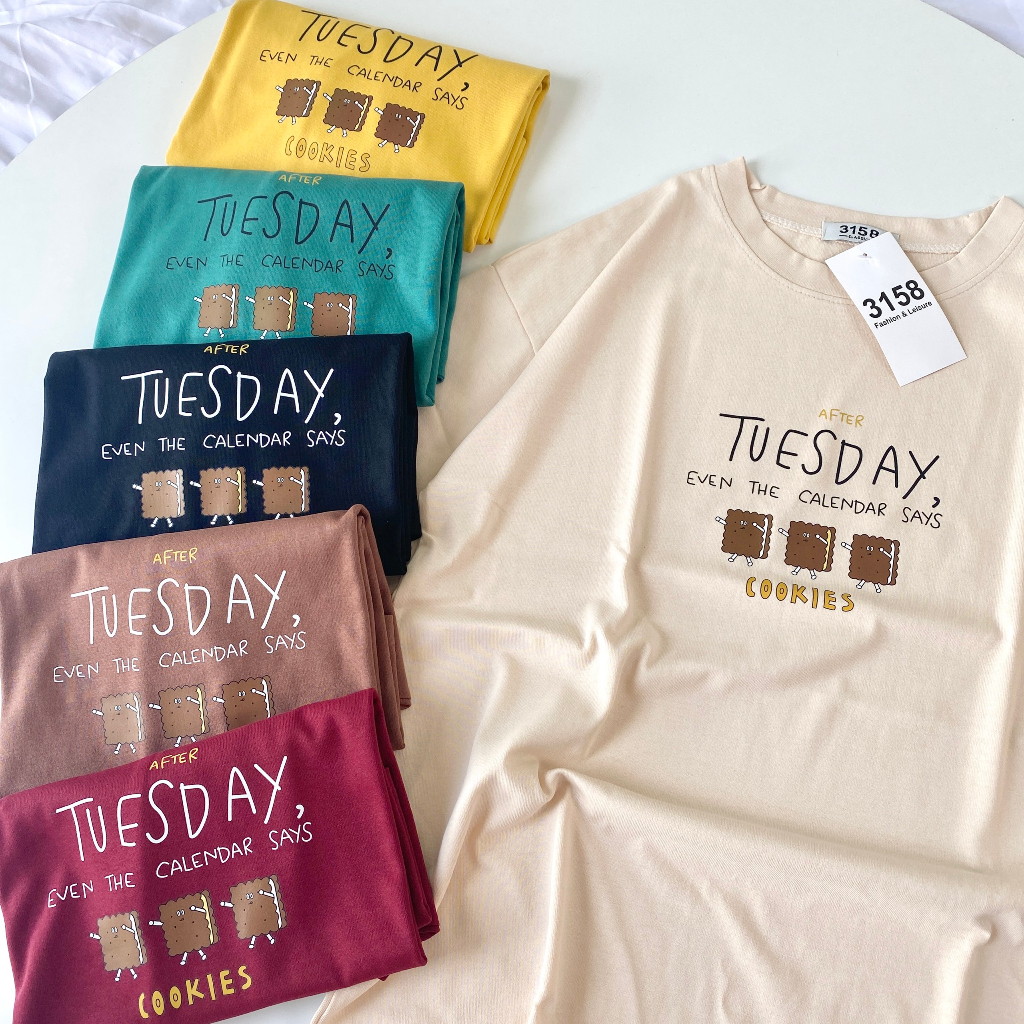Áo thun form rộng 3158 mẫu "TUESDAY" áo thun unisex nam nữ