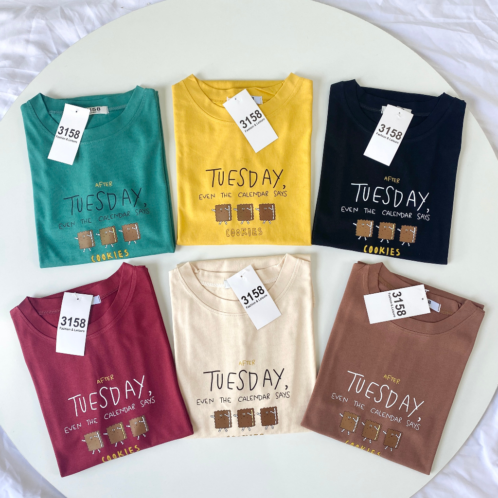 Áo thun form rộng 3158 mẫu "TUESDAY" áo thun unisex nam nữ