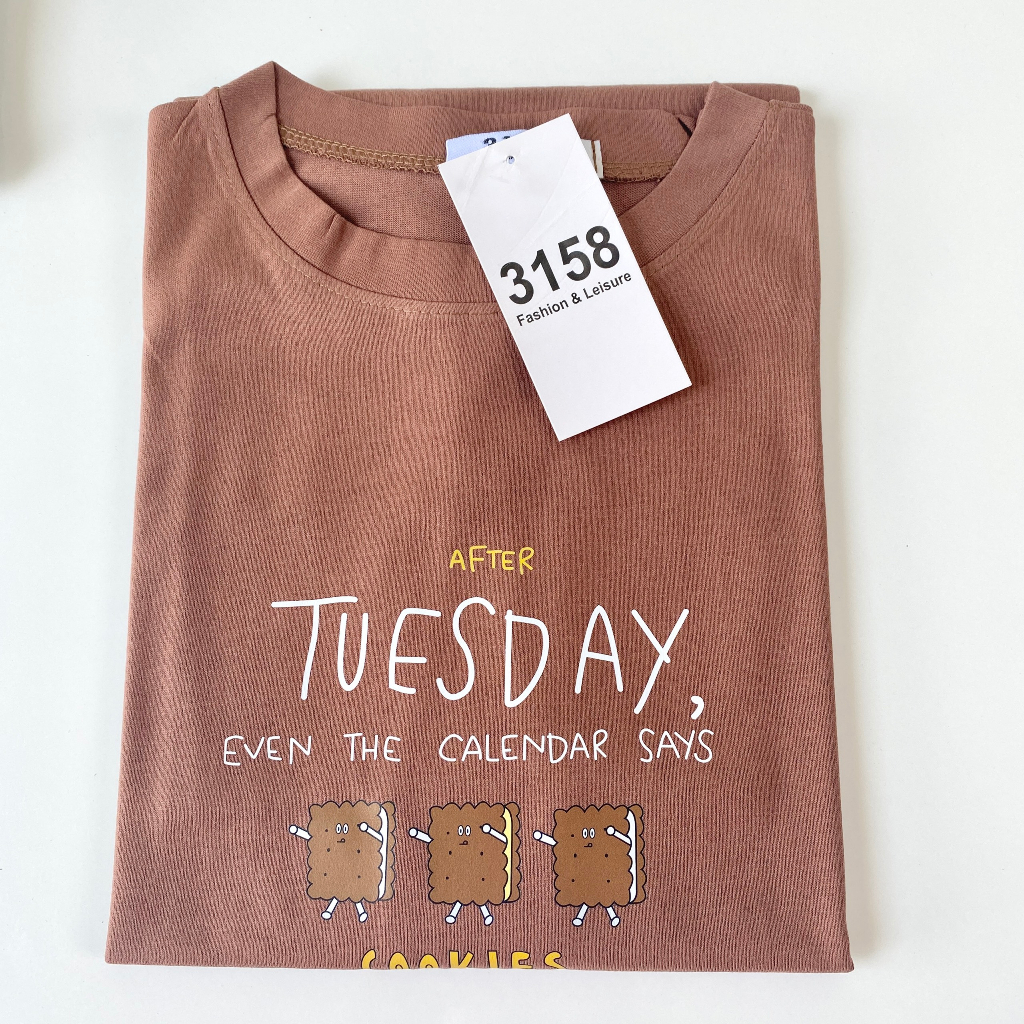 Áo thun form rộng 3158 mẫu "TUESDAY" áo thun unisex nam nữ