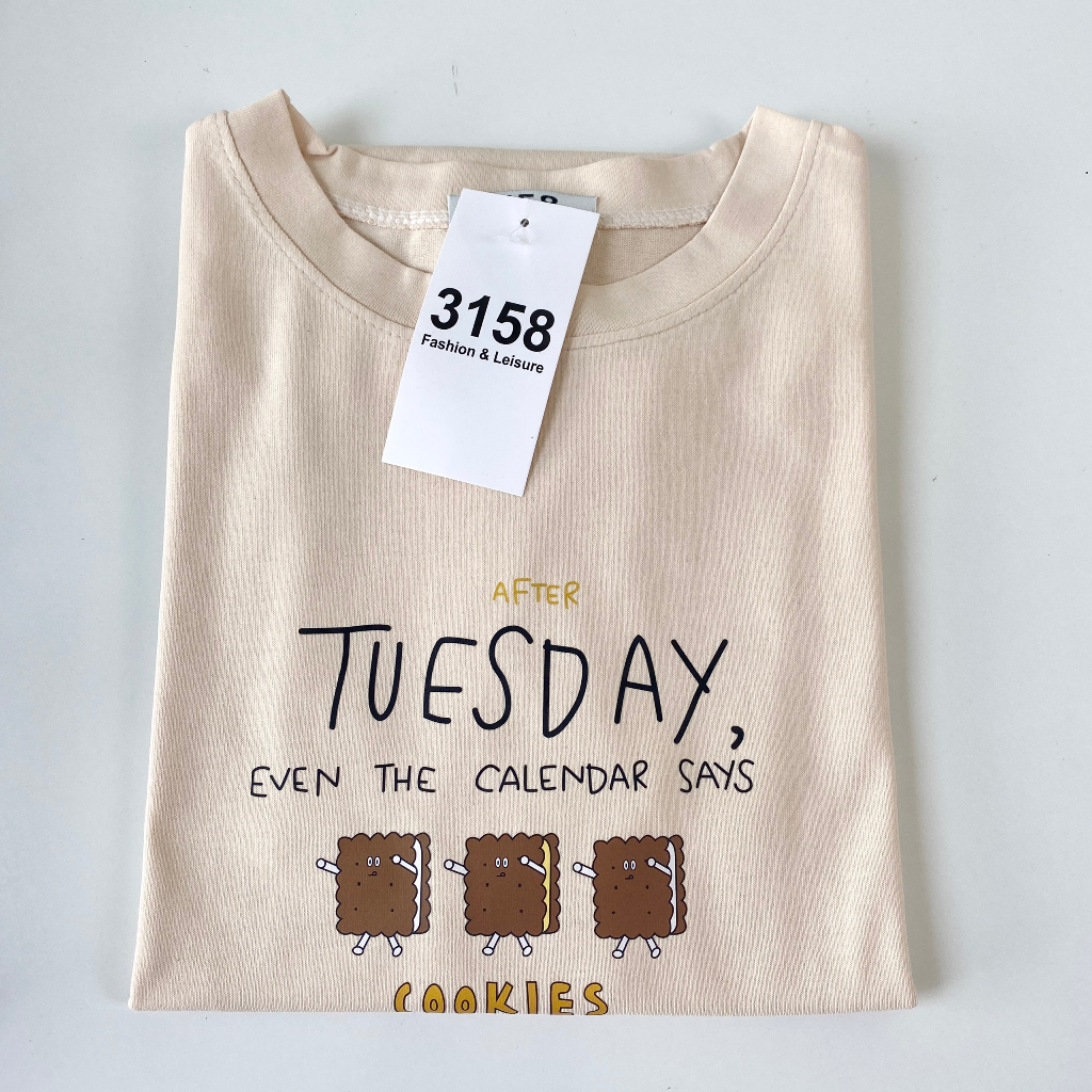 Áo thun form rộng 3158 mẫu "TUESDAY" áo thun unisex nam nữ