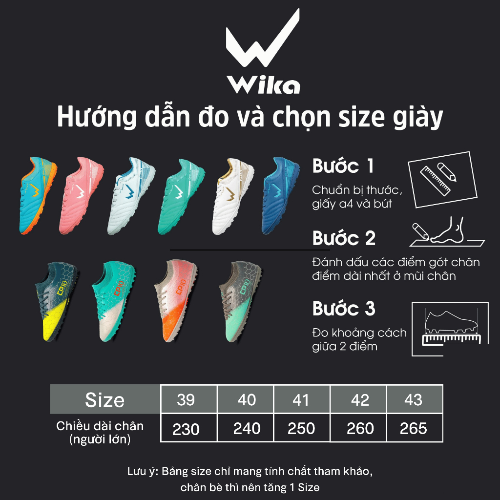 Giày Đá Bóng Wika Tekela Chính Hãng Chất Liệu Da Cao Cấp Chống Thấm Nước Đã Được Khâu Full Đế