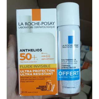 Set Kem Chống Nắng La Roche-Posay Fluide Invisible 50ml Tặng Kèm Xịt Khoáng La Roche-Posay Thermale Spring Water 50ml