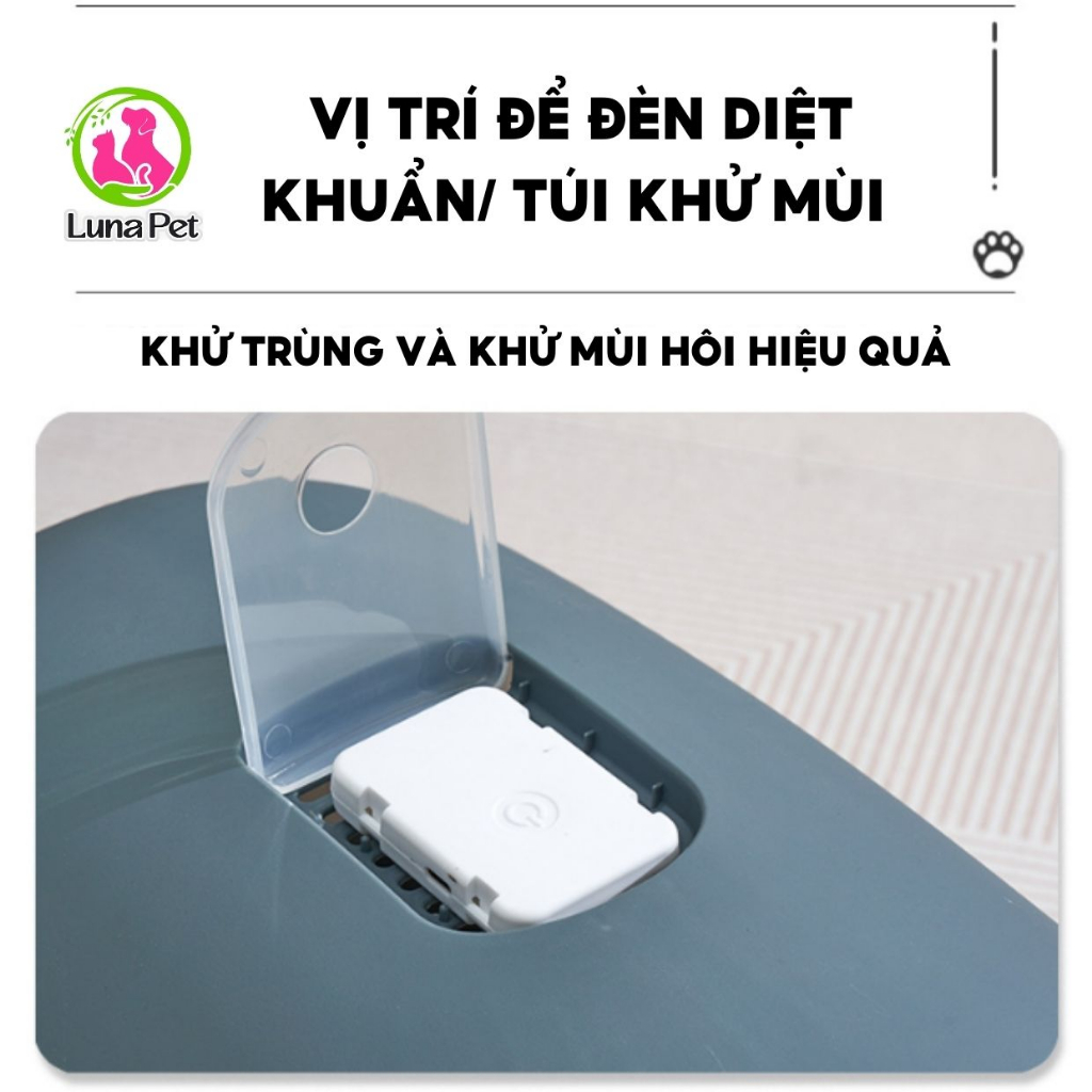 Nhà vệ sinh cho mèo có cửa cỡ lớn có tia UV khử khuẩn Hoshi Pe NVS04 UV - Khay vệ sinh cho mèo có nắp đậy chống văng cát