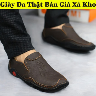 Giày lười nam thiết kế in vân nổi bật da mềm mại đế khâu chắc chắn HT001
