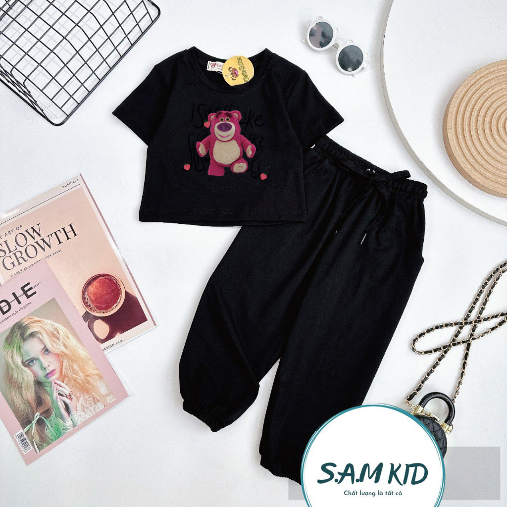 Đồ bộ bé gái quần dài bo chân 6 Màu gấu pháp sư