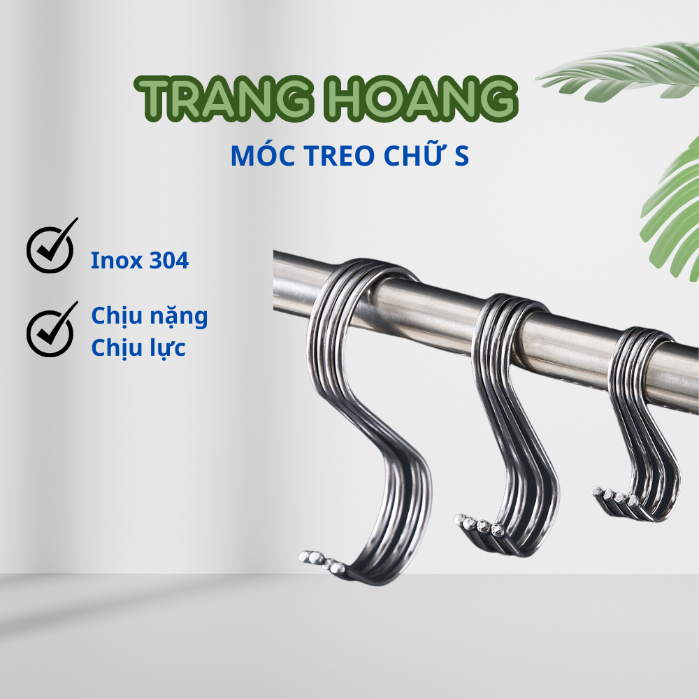 Móc treo inox 304 chữ S size 7cm treo quần áo chịu lực, đa năng loại dày