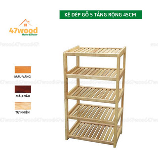 Kệ để giày dép 5 tầng 45cm 47wood gỗ cao su - Giá giày dép 4 tầng rộng 45cm
