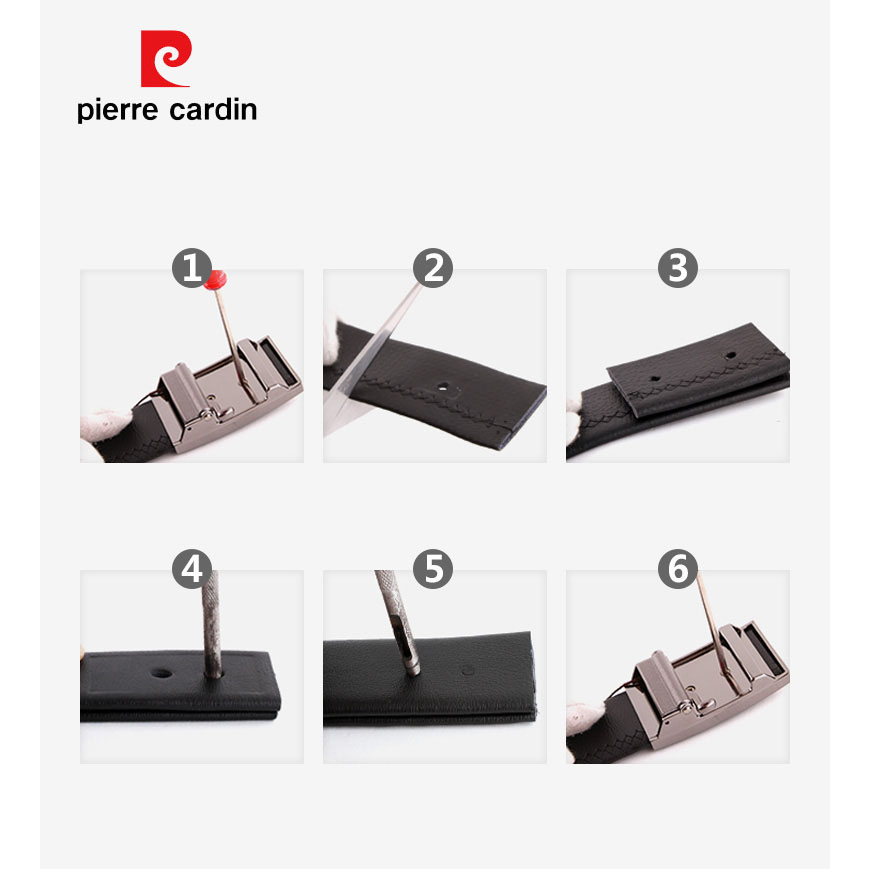 Thắt lưng Pierre Cardin chính hãng dây da bò thật khóa rút chốt tự động PCJ1063