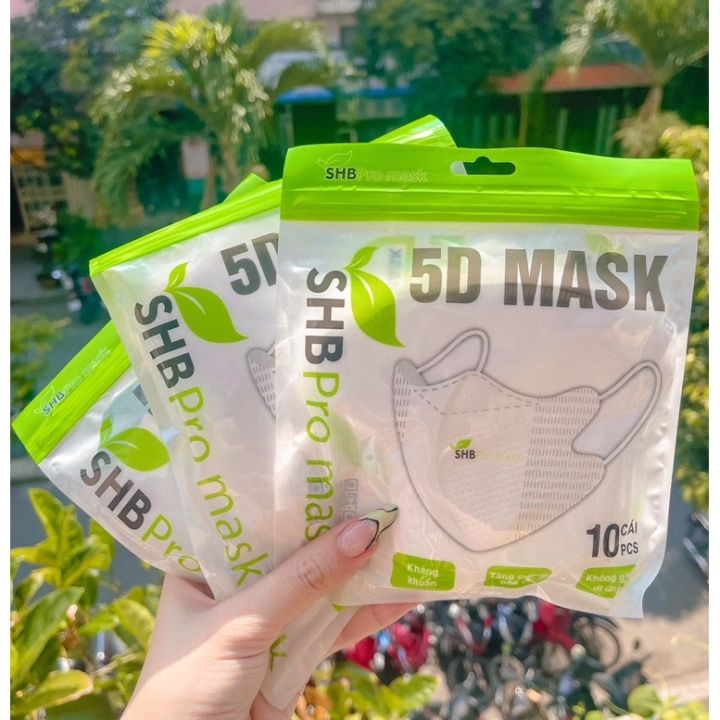 Khẩu Trang 5D SHB Pro Mask Với 3 Lớp Vải Không Dệt Kháng Khuẩn Chống Bụi Quai Thun Co Giãn