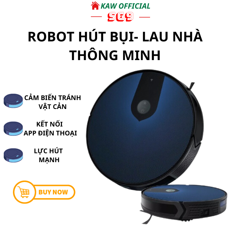 Robot hút bụi lau nhà thông minh, điều khiển bằng điện thoại, hút bụi tự động, hút mạnh mẽ, cảm biến tốt, BH 12 tháng