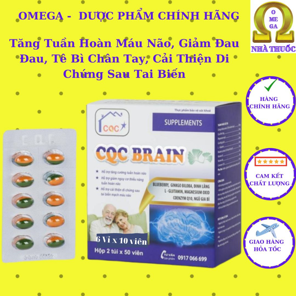 Bổ Não CQC Brain - Tăng Cường Tuần Hoàn Máu, Hỗ Trợ Cải Thiện Di Chứng Sau Tai Biến