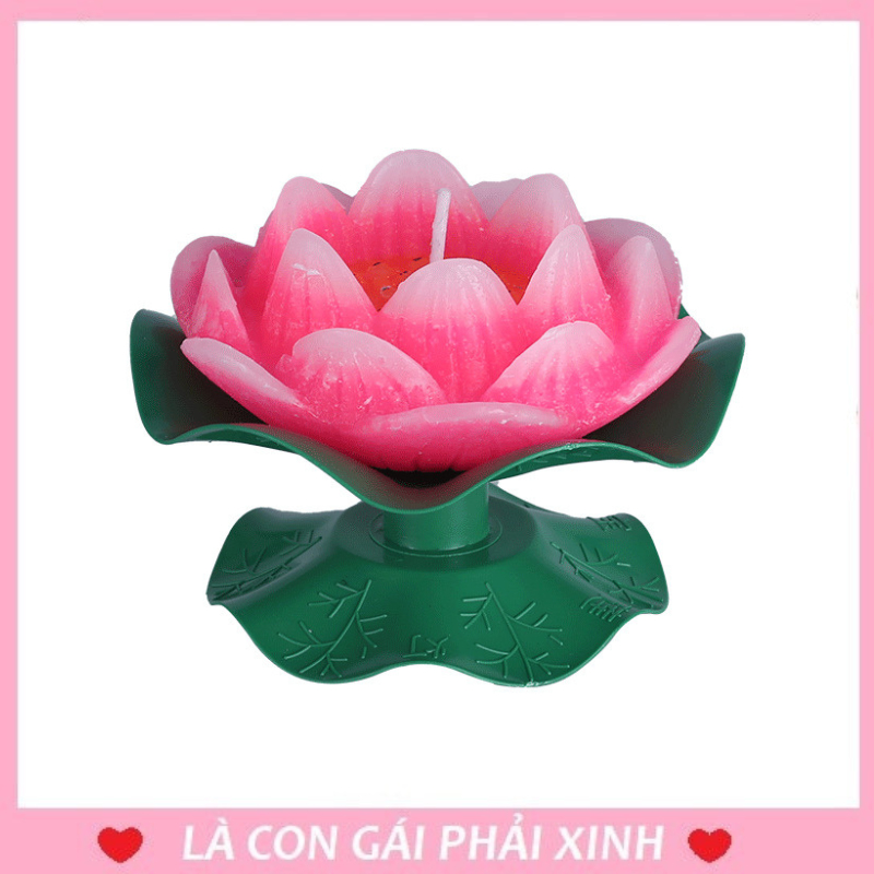 Nến hoa sen có đế, nến sáp thơm mini (6 x 7cm), thiết kế hình hoa sen, đế nến hình cuống lá đẹp mắt, tinh tế