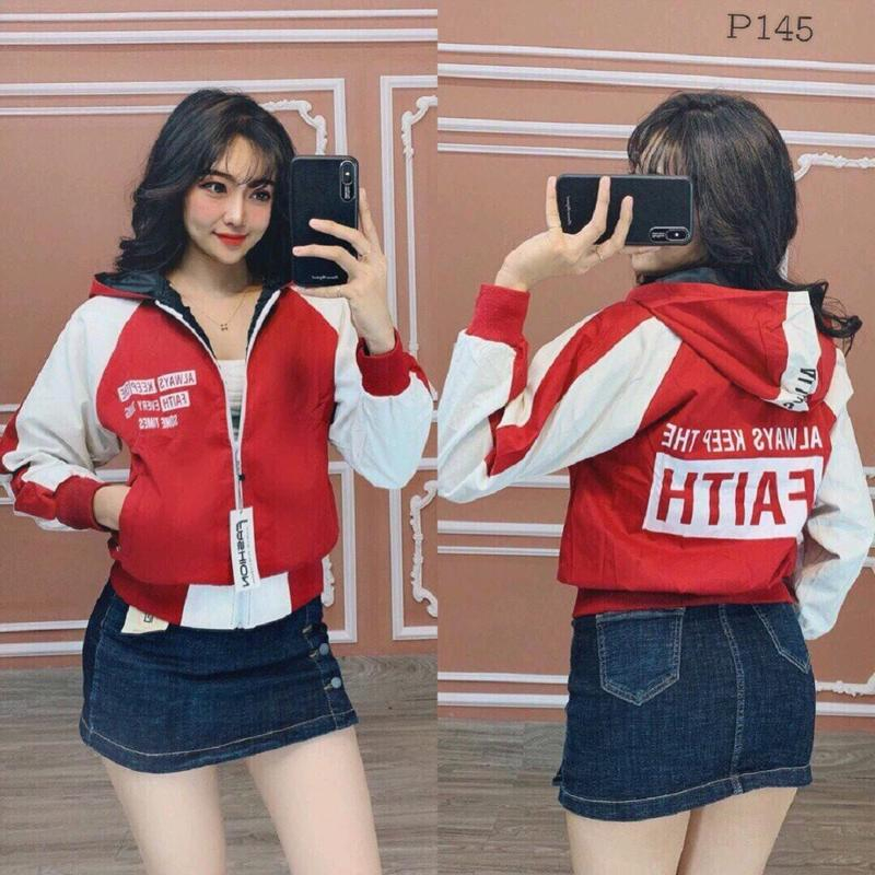 Áo Khoác Nữ Vải Dù In Chữ Phong Cách