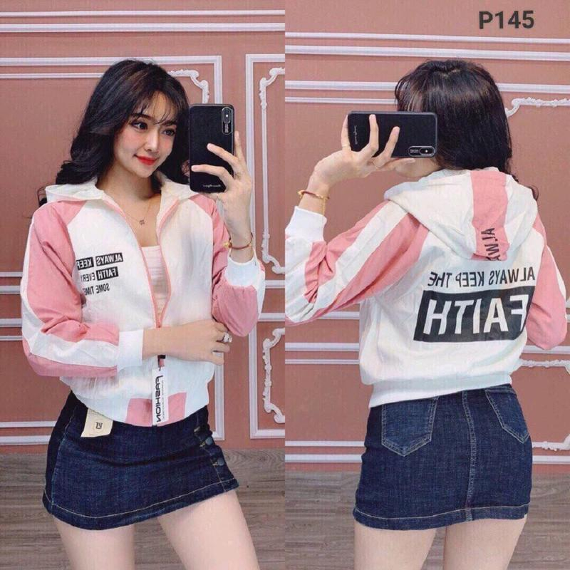 Áo Khoác Nữ Vải Dù In Chữ Phong Cách