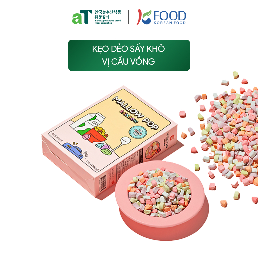 Kẹo Marshmallow Sấy Khô Mallow Pop Vị Cầu Vồng 110g - aT Mall & K Food