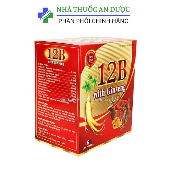Bổ sung vitamin 12B With Ginseng – Giúp bồi bổ cơ thể, ăn ngủ ngon, cho người suy nhược, sau bệnh hộp 100 viên