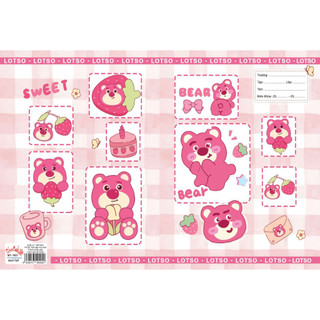 (Hàng Đẹp) Set 5 Giấy Bao Tập Gấu Dâu LOTSO tiện lợi sẵn bao kiếng