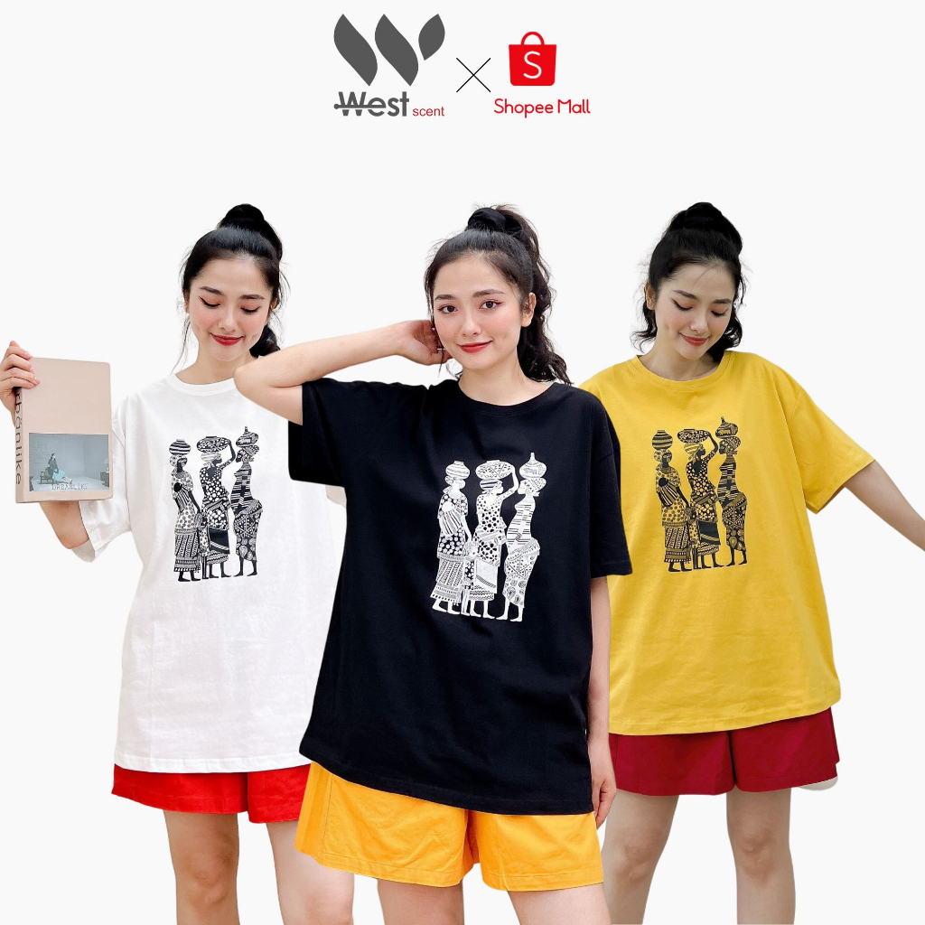 Áo Thun Nữ WEST SCENT Hình Người Vải Cotton 100% Mềm Thoáng Thấm Hút Mồ Hôi Trẻ Trung Năng Động Có BigSize