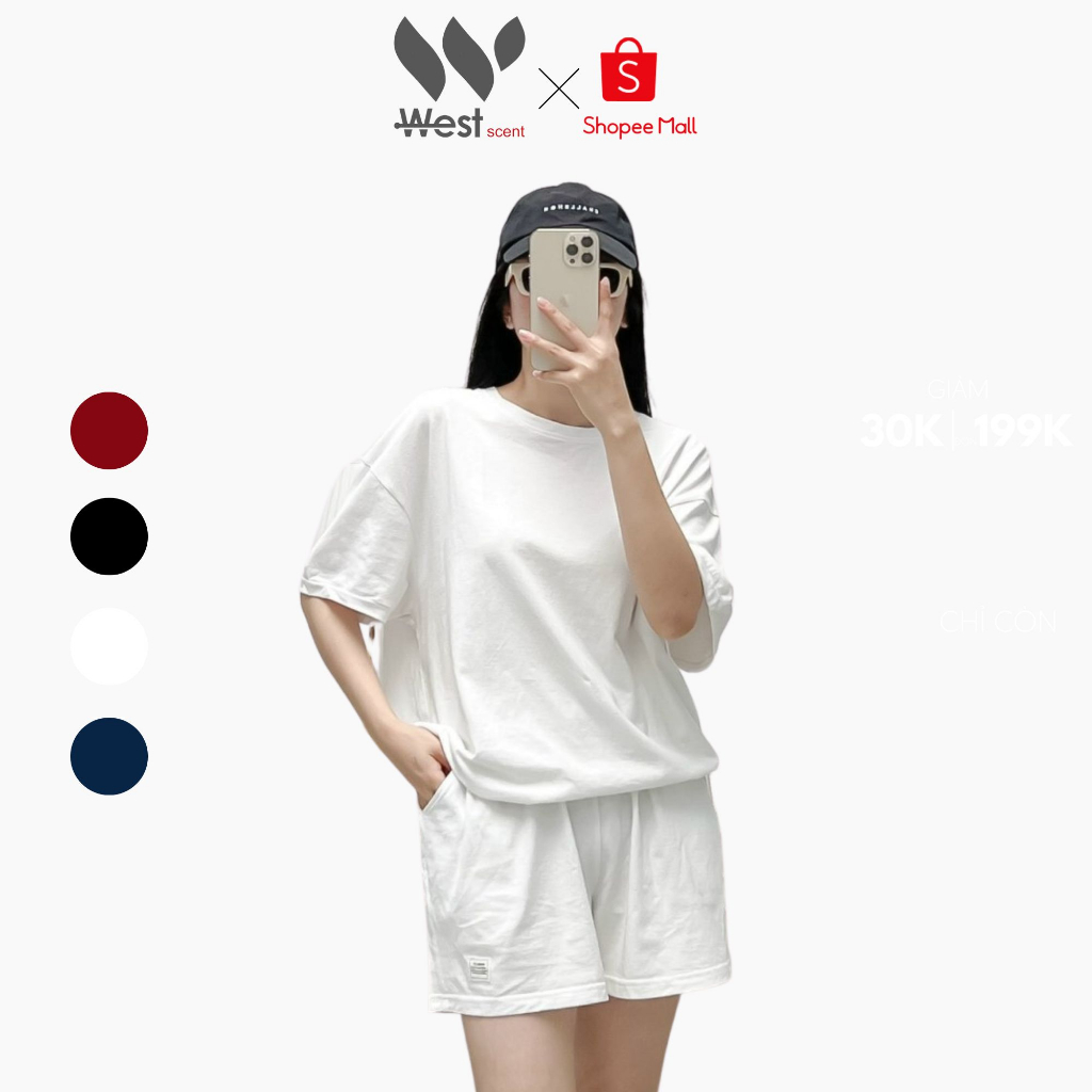 Bộ Đồ Cotton Bo Gấu Áo WEST SCENT Phong Cách Thể Thao Trẻ Trung Hàn Quốc