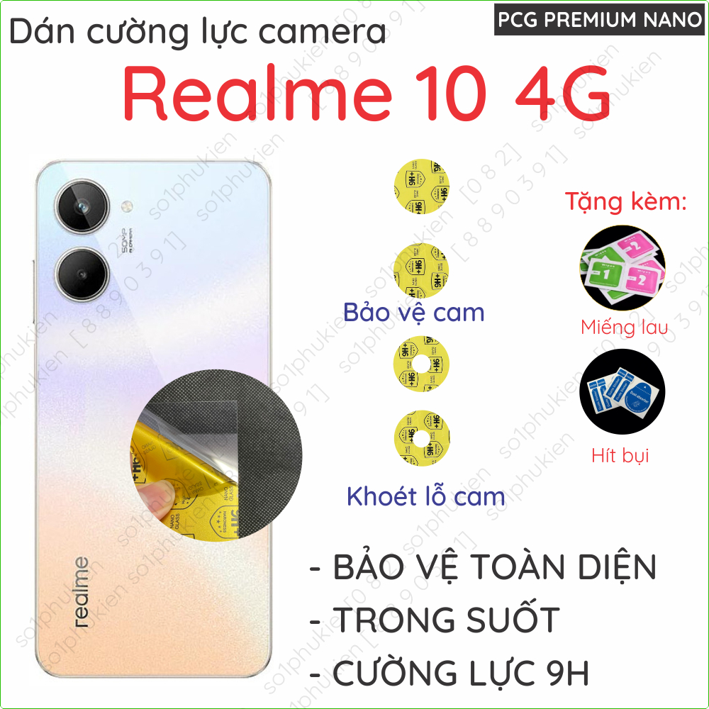 (mua 1 tặng 1) Dán cường camera Realme 10 4G nano siêu bảo vệ, trong suốt chụp hình siêu đẹp
