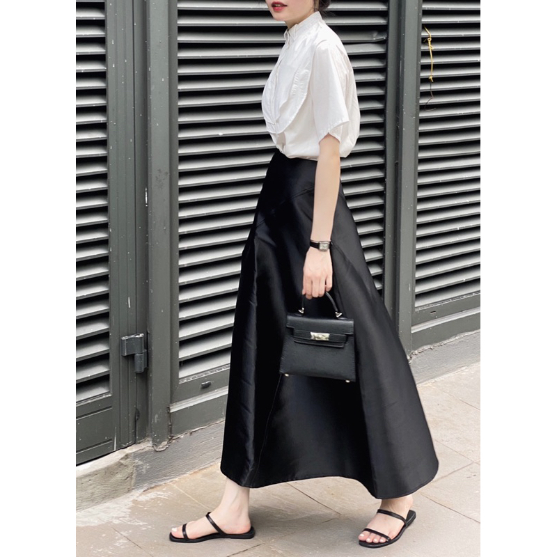 Áo sơ mi Christa thô mềm mát ngắn tay không nhăn cổ cách điệu