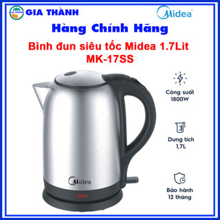 Bình đun siêu tốc 1.7lit midea mk-17ss, 1800w, bảo hành chính hãng 12 tháng - gia thành
