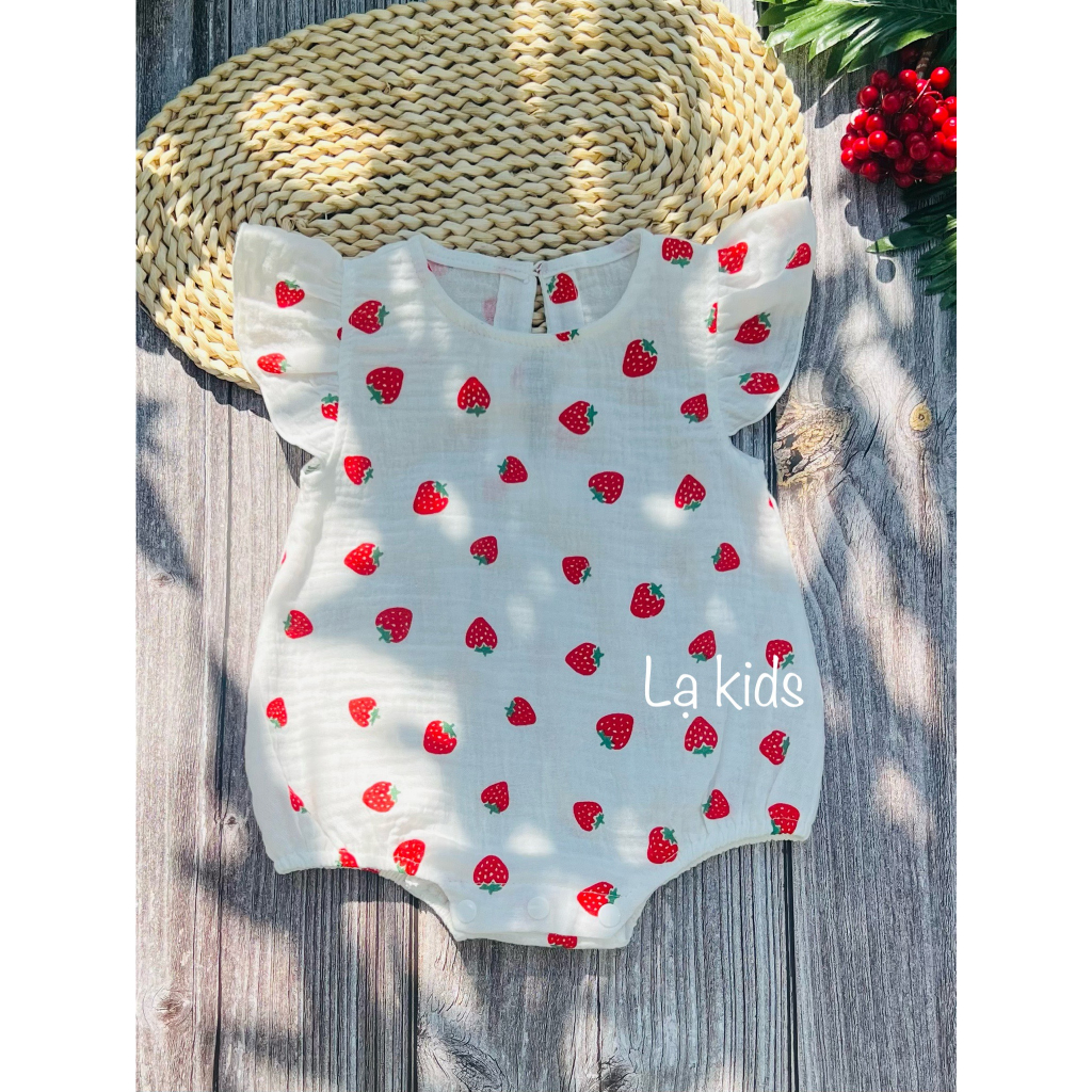 Body xô muslin cánh tiên mềm mát cho bé gái 0-18 tháng,