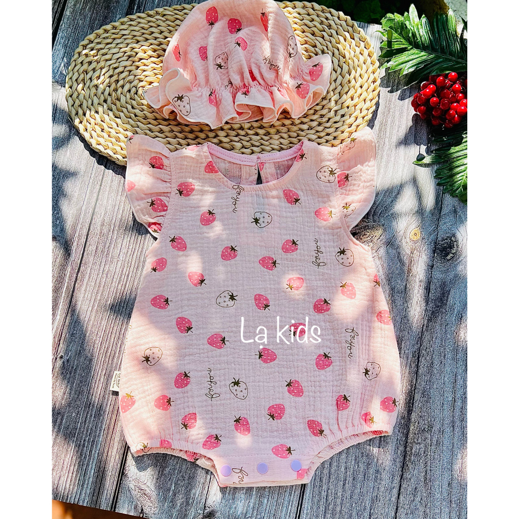 Body xô muslin cánh tiên mềm mát cho bé gái 0-18 tháng,