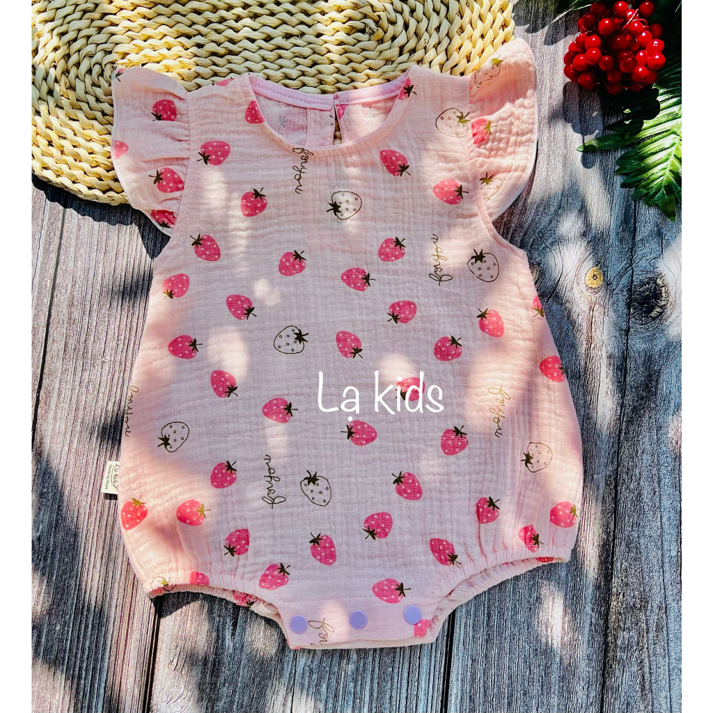 Body xô muslin cánh tiên mềm mát cho bé gái 0-18 tháng,