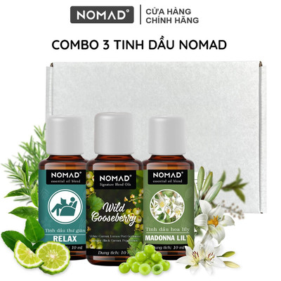 Combo 3 Tinh Dầu Nomad Thư Giãn: Relax 10ml + Wild Gooseberry 10ml + Madonna Lily 10ml