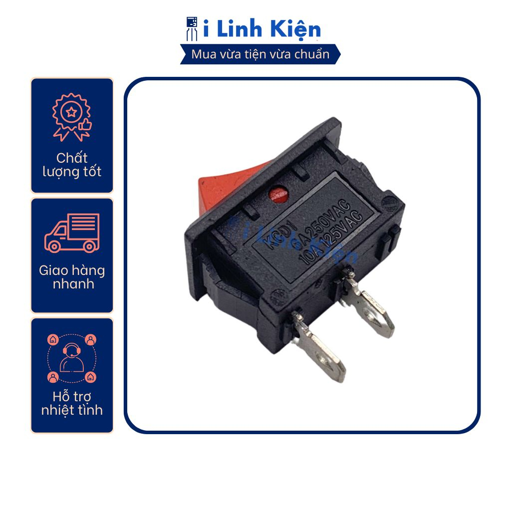 Công tắc bập bênh RY1-101 6A 250V 2P 15x21mm không đèn