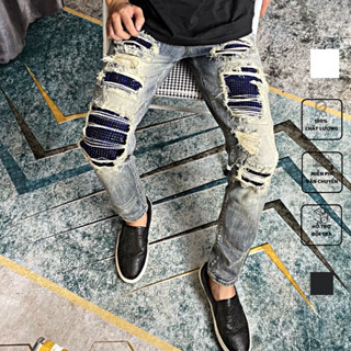  Quần Jean Nam Đính Đá Xanh Cực Chất - Quần jean Nam 