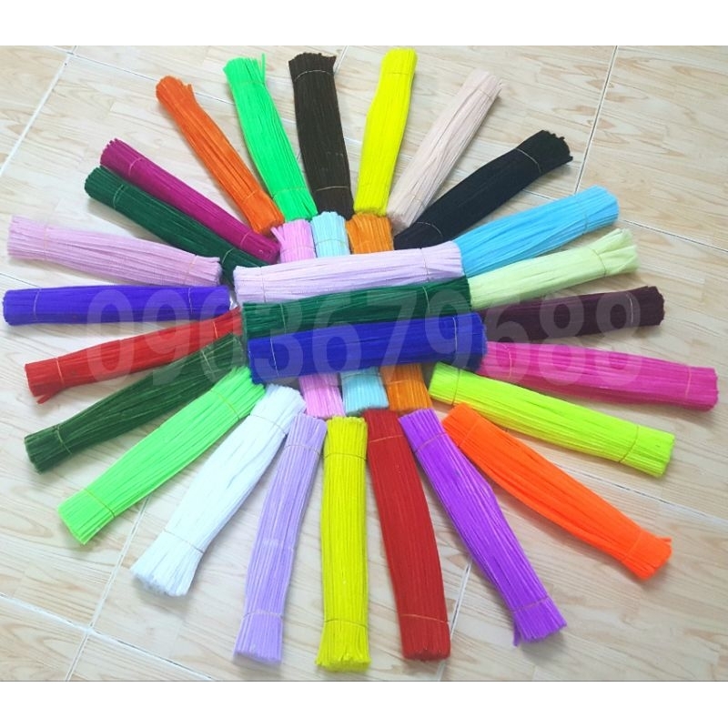 Bộ 50 dây kẽm lông nhung nhiều màu sắc tiện dụng 30cm.đã có rêu và lá đậm.khách vui lòng ib shop nhé