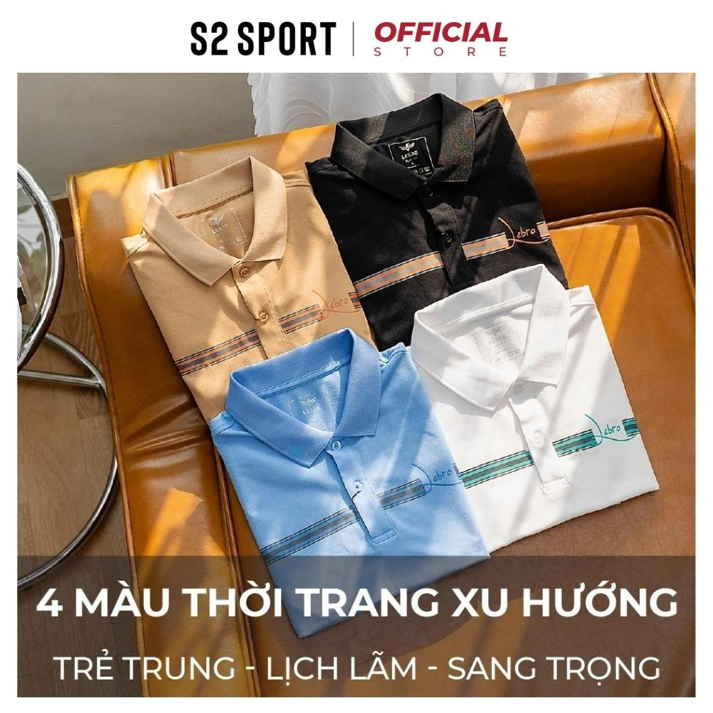 Áo polo nam S2 SPORT SPL2308 thun cổ bẻ tay ngắn họa tiết kẻ ngang in nhiệt cotton CVC thể thao trẻ trung