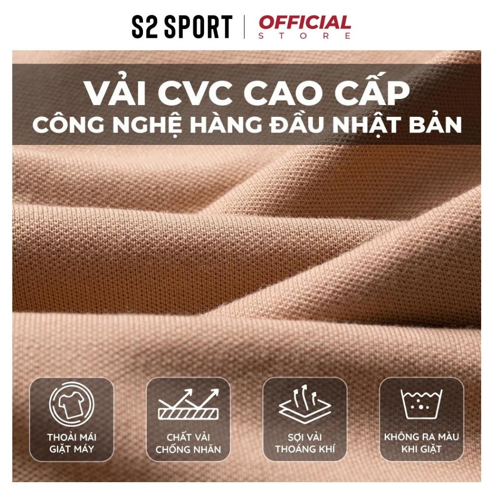 Áo polo nam S2 SPORT SPL2308 thun cổ bẻ tay ngắn họa tiết kẻ ngang in nhiệt cotton CVC thể thao trẻ trung
