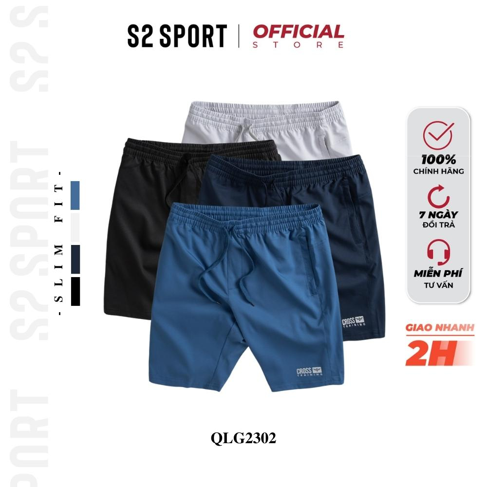 Quần short thể thao nam S2 STYLE FOR MEN QLG2302  ống rộng vải gió xước cạp chun phối dây chống nhăn vận động thoải mái