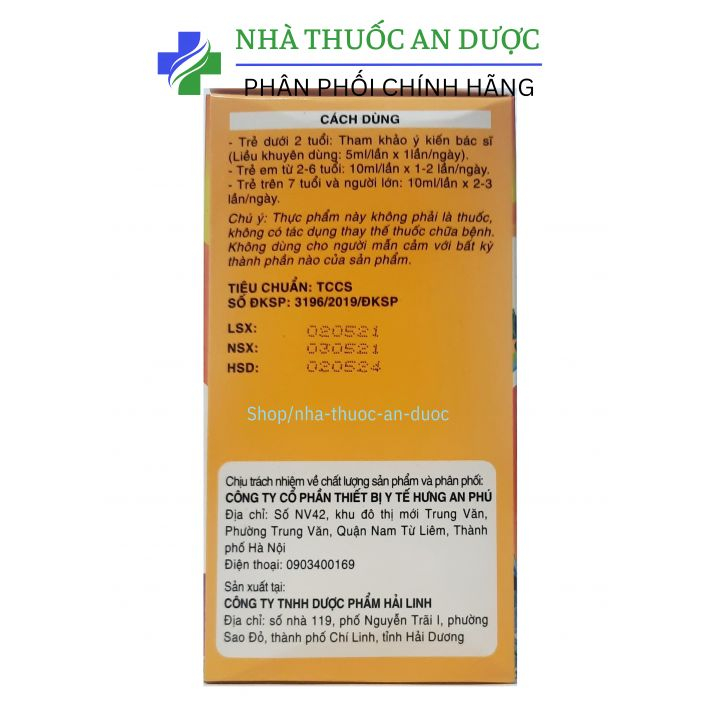 Siro Mát gan Atiso giúp giải độc gan, thanh nhiệt mát gan cho bé, giảm mẩn ngứa, rôm sảy, dị ứng- Hộp 20 ống