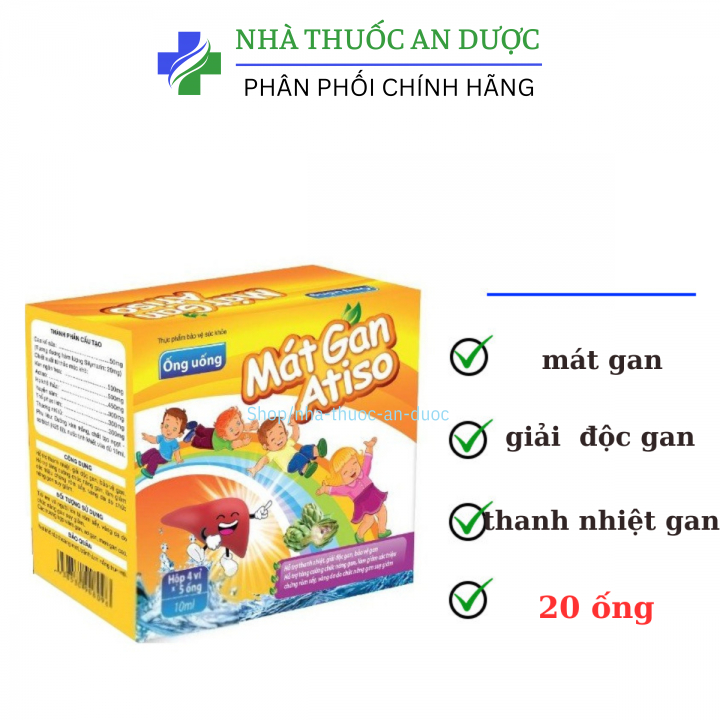 Siro Mát gan Atiso giúp giải độc gan, thanh nhiệt mát gan cho bé, giảm mẩn ngứa, rôm sảy, dị ứng- Hộp 20 ống