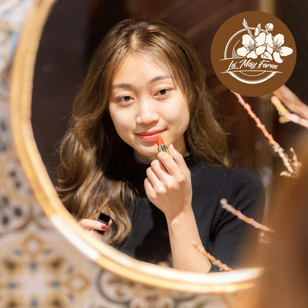 Son dưỡng môi ĐỎ CAM - ĐỎ ĐẤT, thuần tự nhiên, mềm mượt an toàn, dưỡng ẩm làm mềm, ngừa thâm môi - Vườn rừng Lá Mây Farm