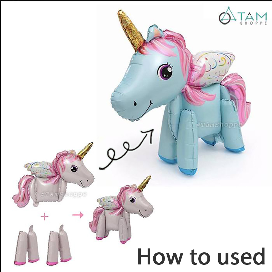 Bong bóng kiếng ngựa Pony 4D tự đứng được 85cm BBK-NGUA-02