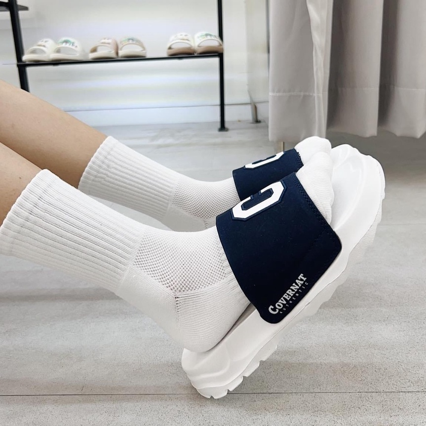 Y Dép quai ngang nam nữ dép convernat chữ C độn đế 3 cm đi mưa thoải mái kiểu ulzzang unisex quai bản lê