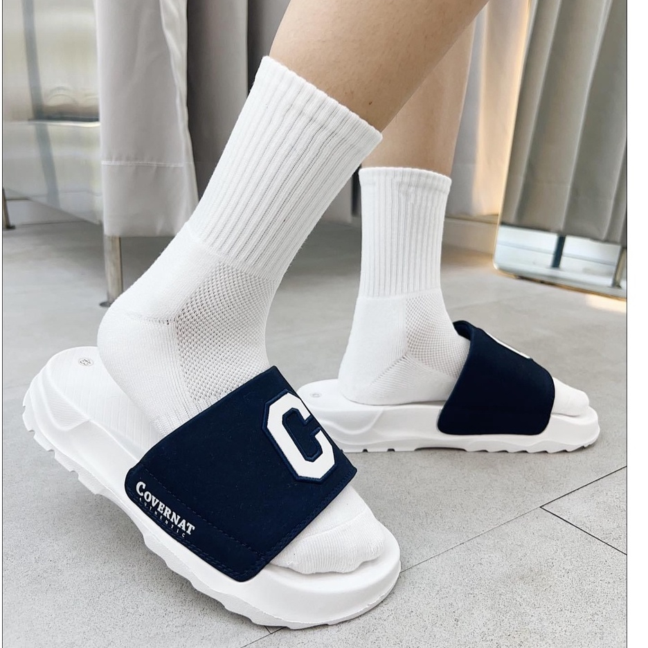 Y Dép quai ngang nam nữ dép convernat chữ C độn đế 3 cm đi mưa thoải mái kiểu ulzzang unisex quai bản lê