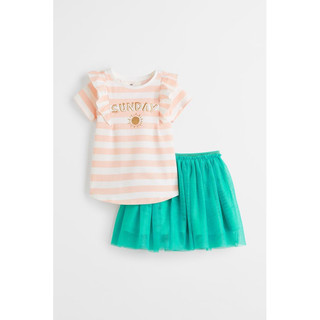 (068)Set áo + váy ren xòe H&M