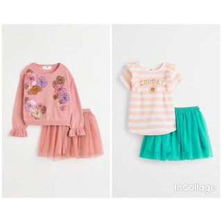 (068)Set áo + váy ren xòe H&M