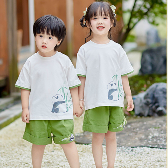 Quần áo trẻ em từ 10-40kg. Set bộ cộc tay cho bé trai và bé gái in và thêu gấu trúc siêu cute