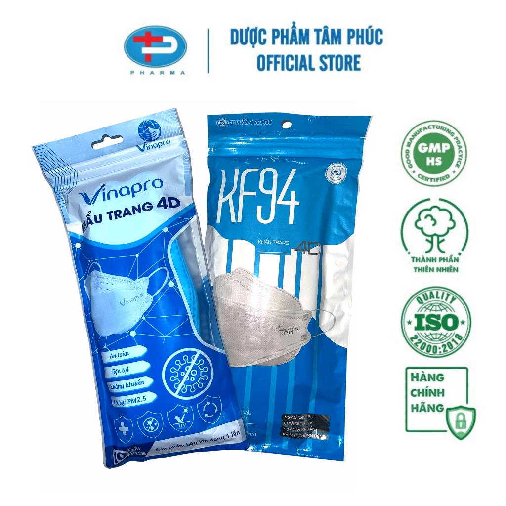 Khẩu Trang Y Tế 4D VINAPRO Ngăn Ngừa Bụi Bảo Vệ Sức Khỏe